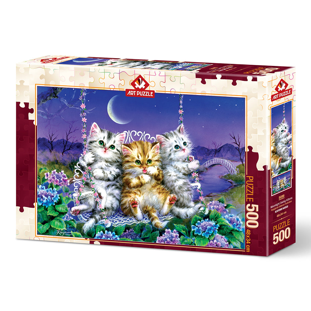 Puzzle 500 Piezas - Moonlight Swing Kittens